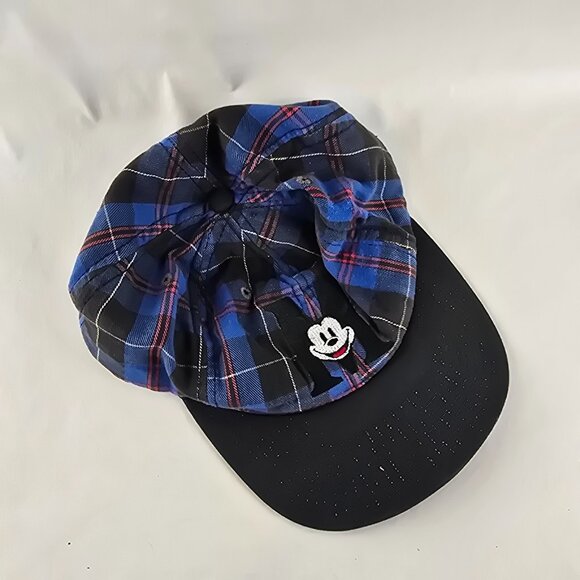 Vintage Mickey Mouse Hat Adult Blue Adjustable Snapback Plaid Made in USA Disney - Picture 3 of 10